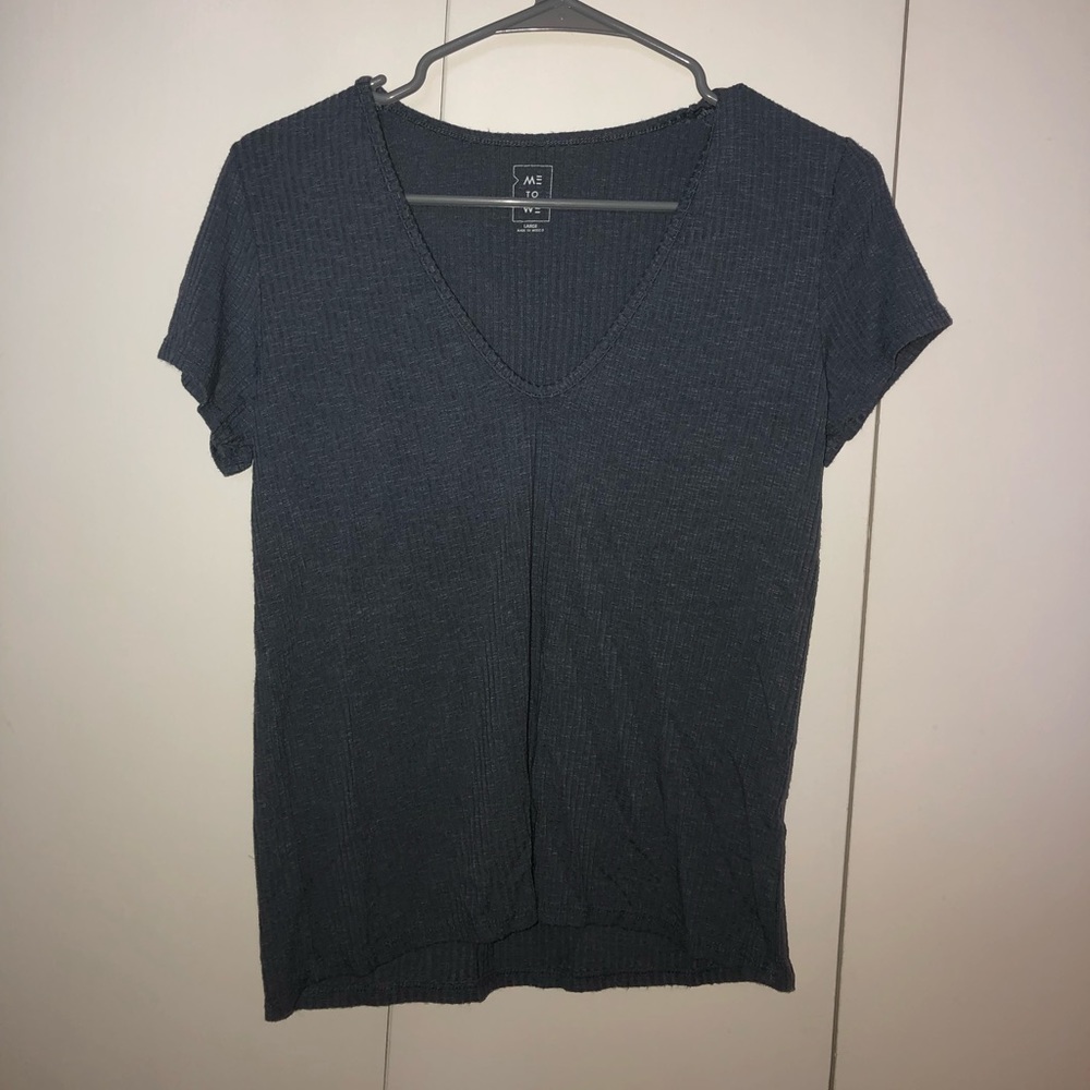 Blue/Gray V Neck